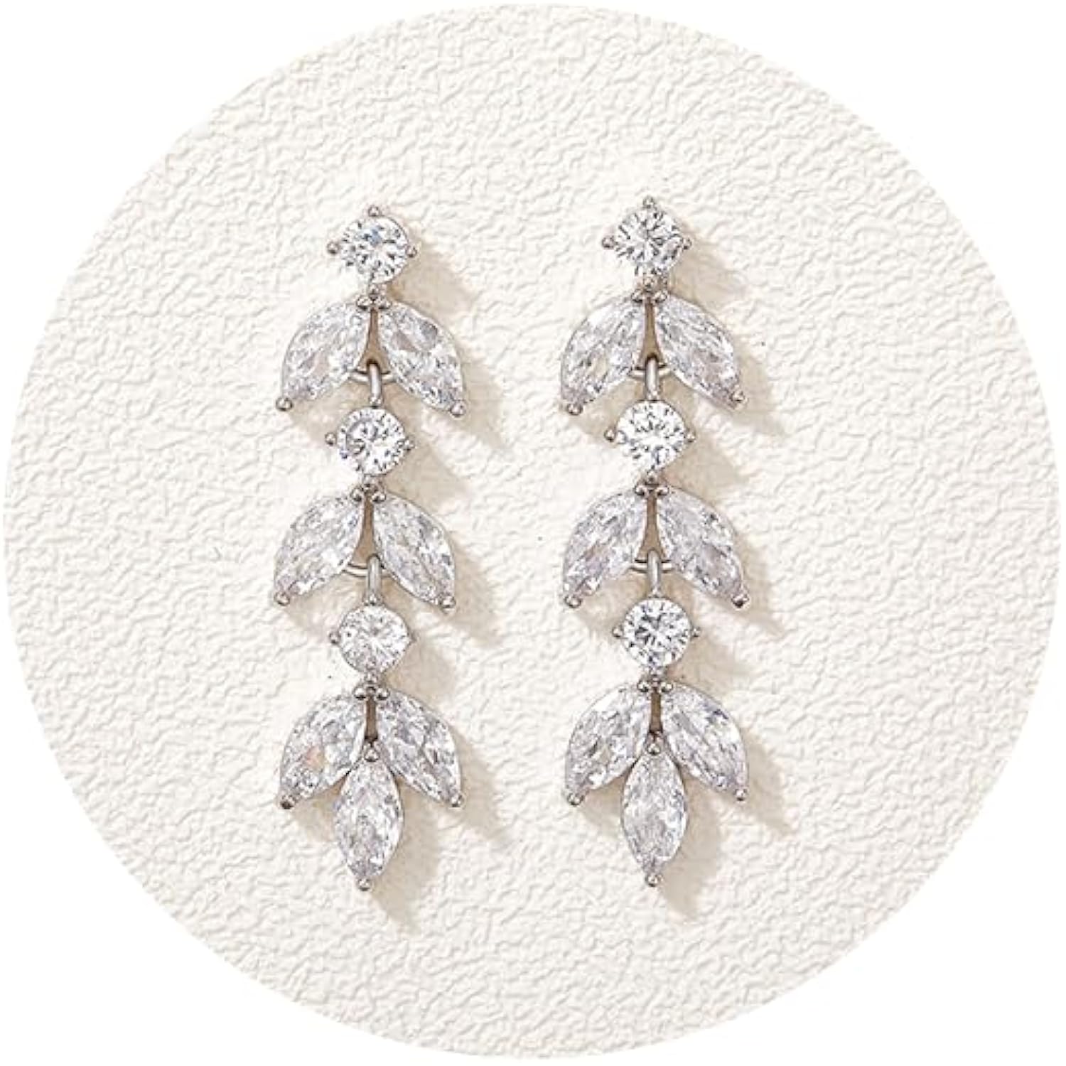 SWEETV Cubic Zirconia Wedding Earrings for Brides Bridesmaids, Elegant Marquise Bridal Dangling Earrings, Crystal Drop earrings for Women Jewelry Gifts