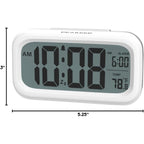 Peakeep Night Light Digital Alarm Clock Battery Operated Indoor Temperature | Small Cordless Cute Clock For Bedroom Desk Travel, Simple To Use For Teens Kids (White)