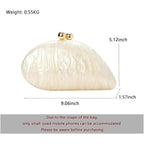 Acrylic Shell Shaped Bag Luxury Marble Clutch Evening Purses for Women Glitter Handbag for Wedding Cocktail Party Prom