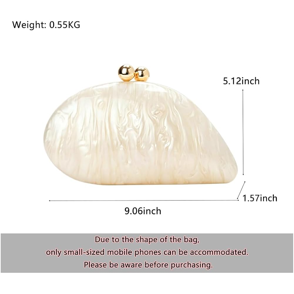 Acrylic Shell Shaped Bag Luxury Marble Clutch Evening Purses for Women Glitter Handbag for Wedding Cocktail Party Prom