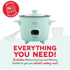 Dash Mini Ceramic Rice Cooker - Designed for Single-Serve Cooking - Compact Rice Cooker with Nonstick Removable Pot, Keep Warm Function & Easy-to-Clean Sleek Design - Aqua Ceramic