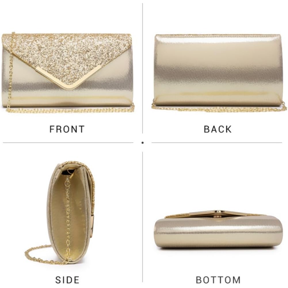 Dasein Women Evening Bags Formal Clutch Purses for Wedding Party Prom Handbags with Shoulder Strap and Glitter Flap | Formal, Wedding Party, Prom, with Shoulder Strap, Glitter Flap, Formal