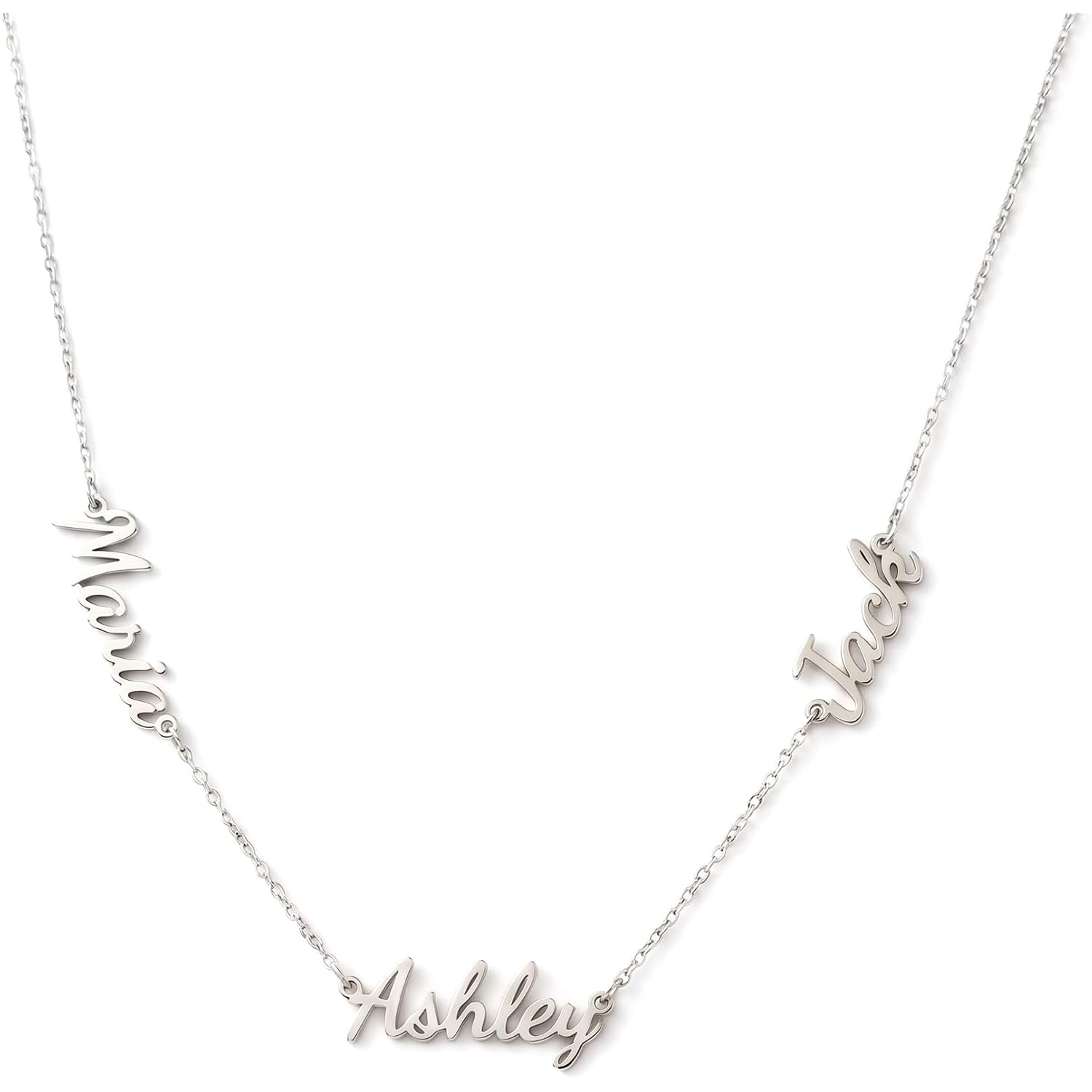 9K 14K Solid Gold Personalized Multi Name Necklace for Women - 1 to 6 Custom Names, 14-24 Inch, Handmade in USA - Galaxy Gold