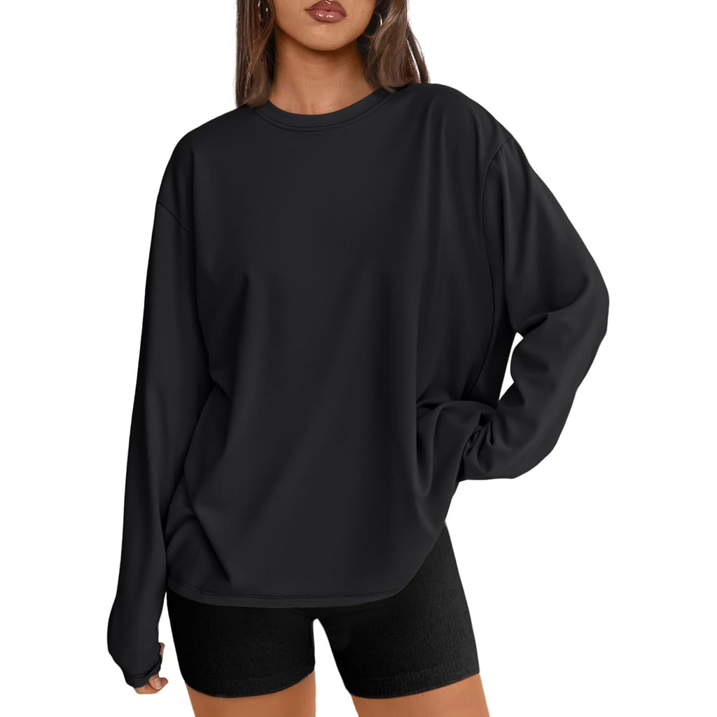 Trendy Queen Womens Oversized Long Sleeve Shirts Fall Tops 2026 Basic Tee Casual Workout Y2K Clothes