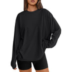 Trendy Queen Womens Oversized Long Sleeve Shirts Fall Tops 2026 Basic Tee Casual Workout Y2K Clothes