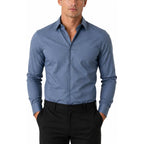 Men'S Dress Shirt Casual Regular Fit Stretch Solid Long Sleeve Button Up Shirts