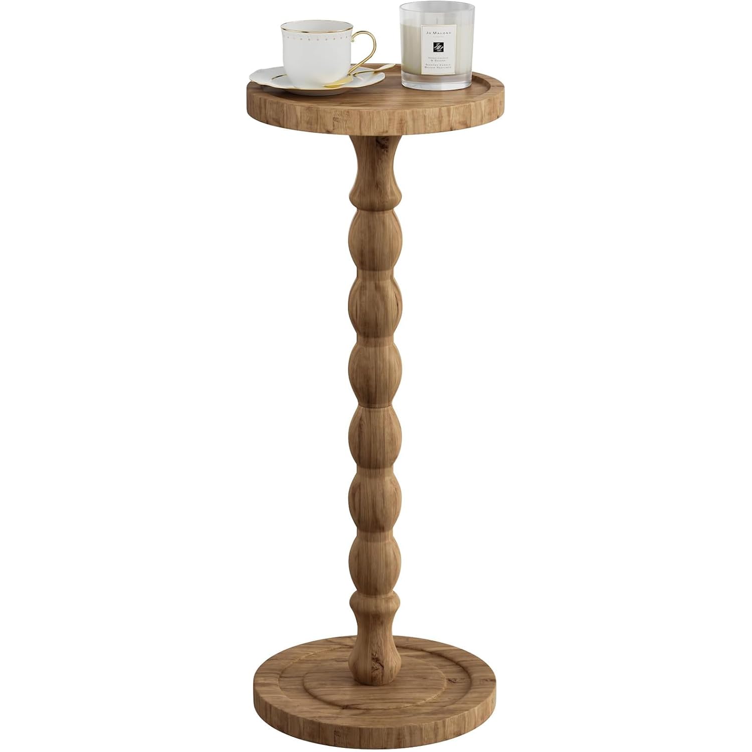 Small Side Table, Rubberwood‌ Drink Table For Small Spaces, Solid Wood Pedestal Coffee Tables, Round End Tables For Living Room, Sofa Couch, Bedroom, Corners, And Office (Brown, 9.4 Inch)