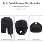 Harssidanzar Aviator Hat for Men Women Genuine Sheepskin Shearling Leather Winter Warm Trapper Hat CU603US