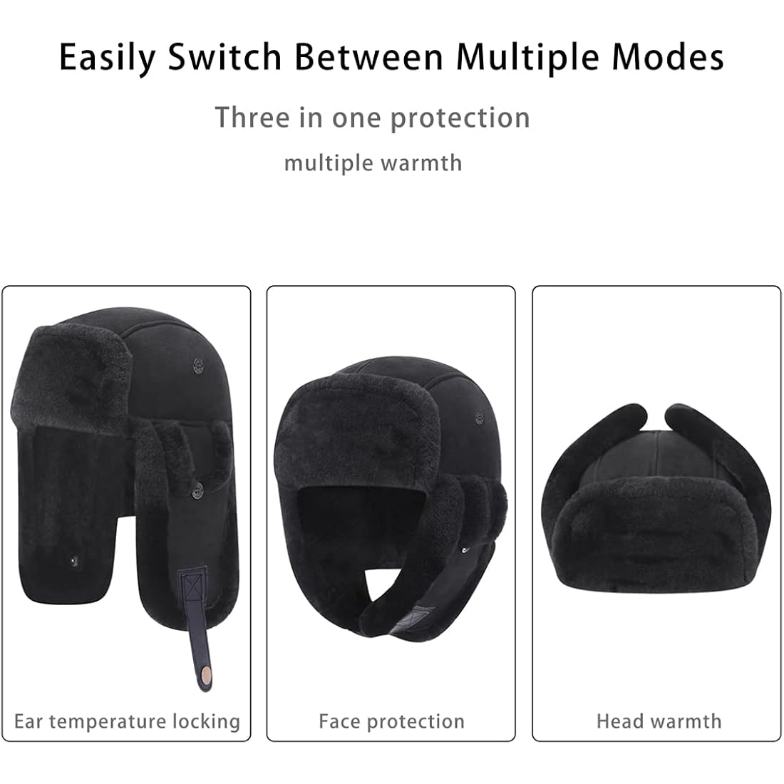 Harssidanzar Aviator Hat for Men Women Genuine Sheepskin Shearling Leather Winter Warm Trapper Hat CU603US