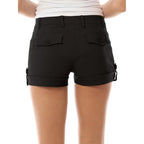 Women's Casual Body Enhancing Comfort Cuffed Shorts - Stretchy Mid-Rise Chino Style Shorts with Pockets