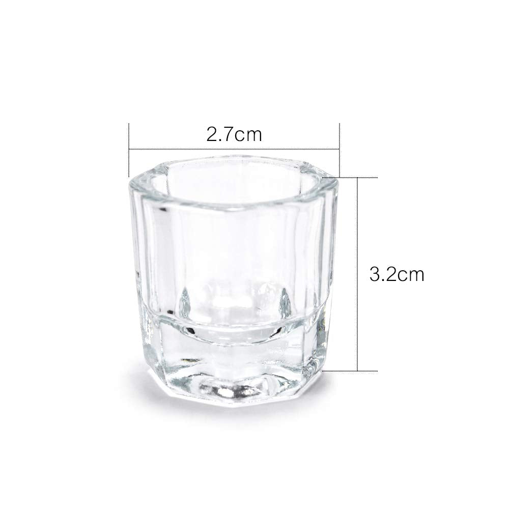 ConStore 2PCS Glass Crystal Dappen Dish with Lid Mini Bowl Cups Nail Art Tools Clear Nail Art Equipment for Mixing Liquid Powder