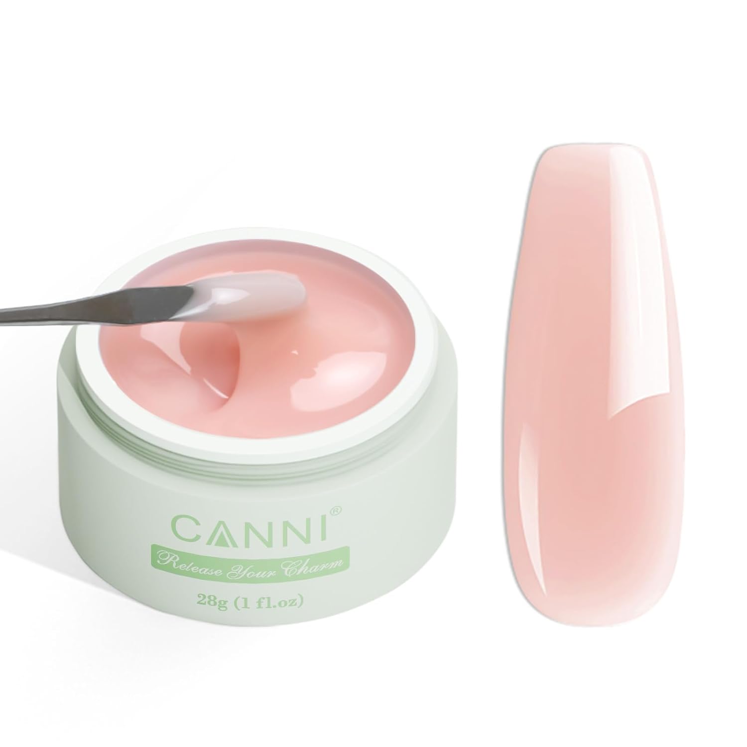 CANNI Builder Gel for Nails – 1 Fl Oz Soft Orange-Pink Hard Gel for Nail Extension & Strengthening, Jelly Texture for DIY Nail Art
