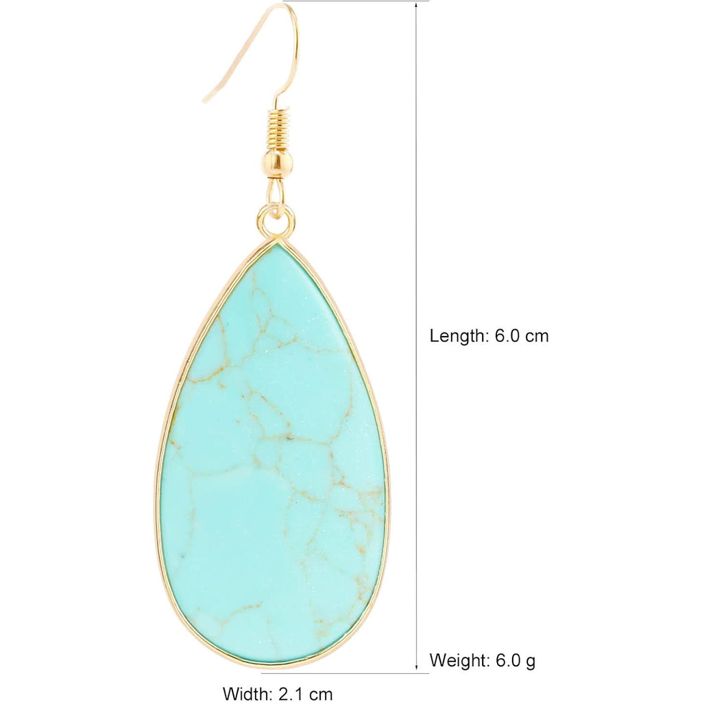 BaubleStar Natural Crystal Healing Stone Earrings Statement Teardrop Dangle Earrings for Women