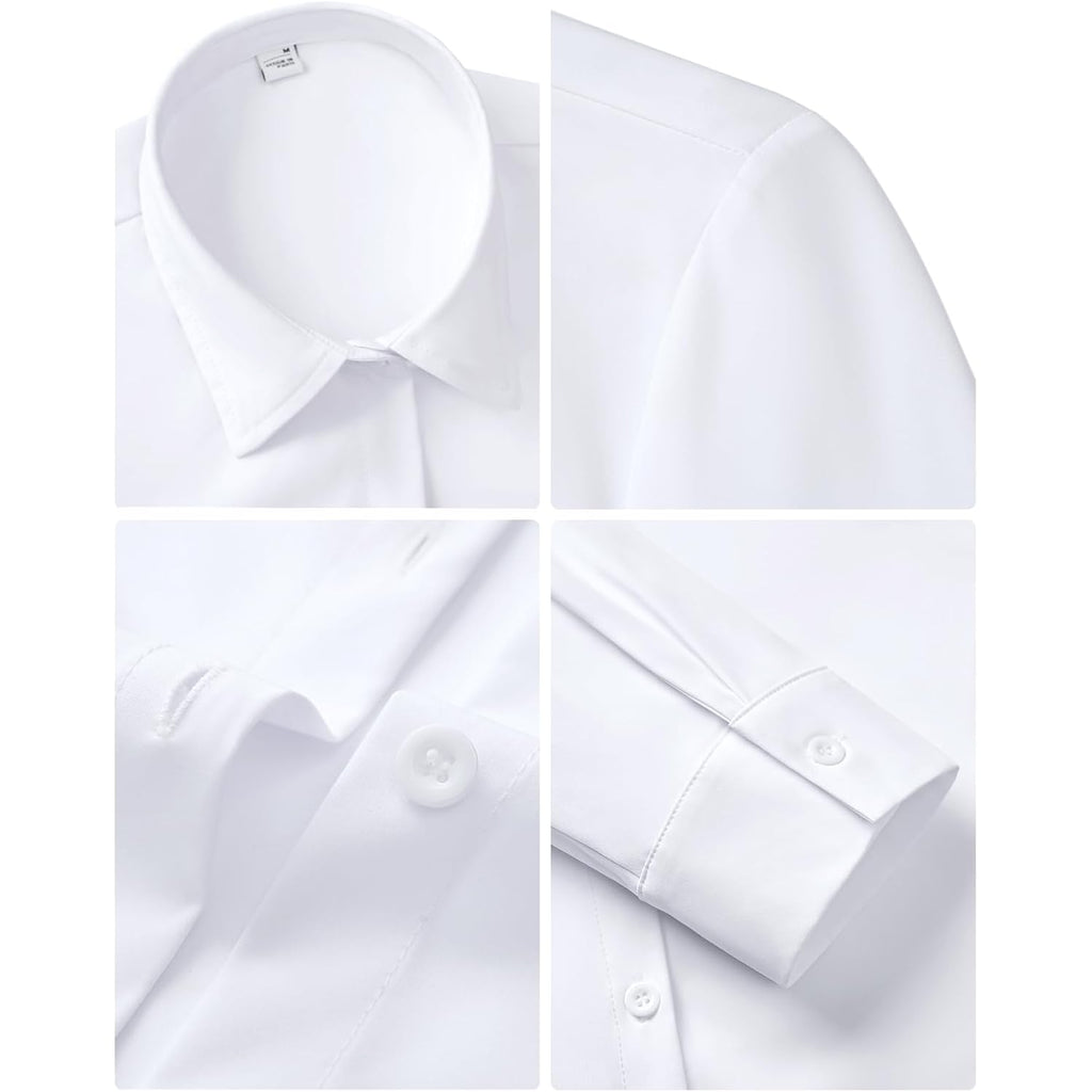 Women's Stain Shield Dress Shirts Wrinkle Free Long Sleeve Shirts Solid Work Business Button Down Shirts