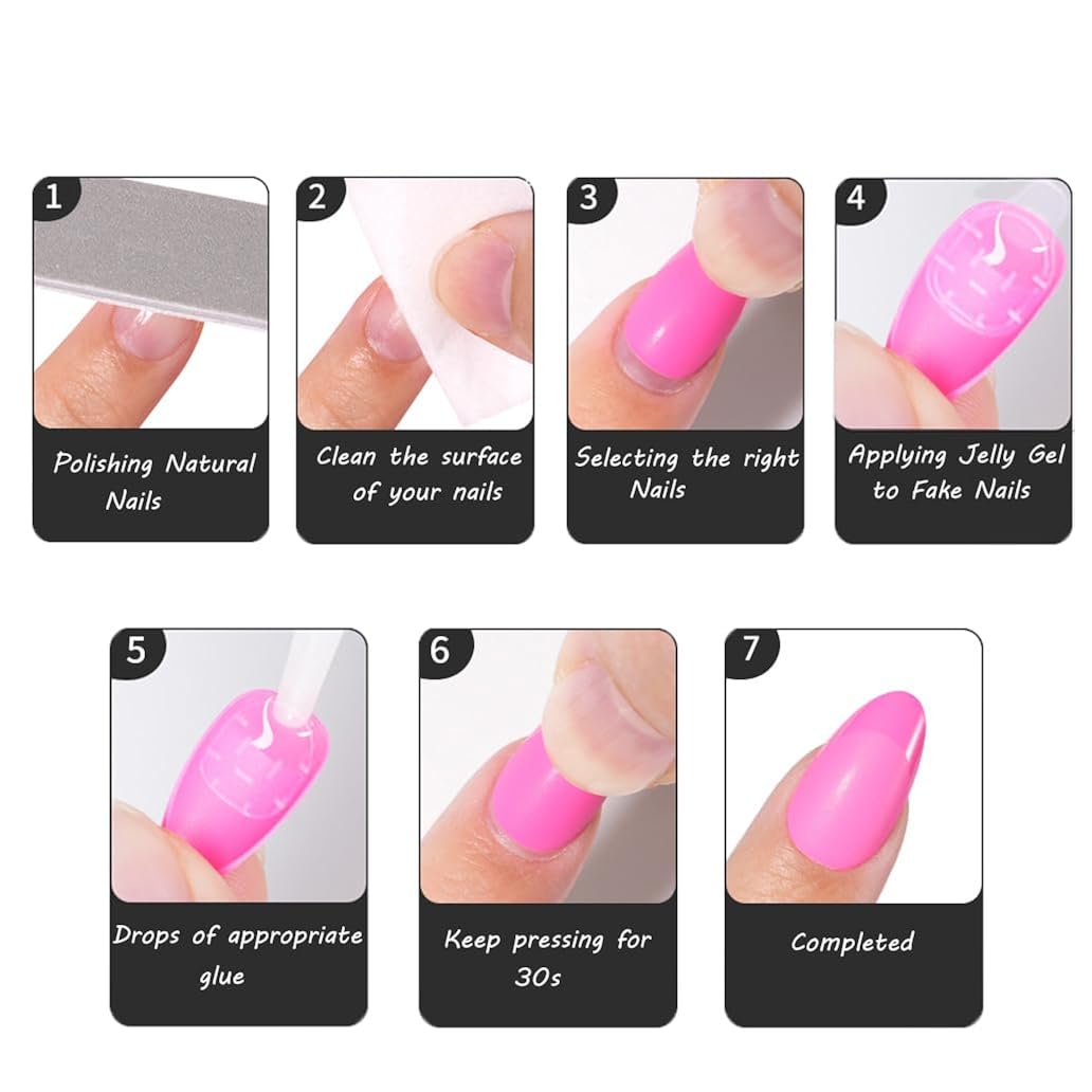 Glitter Black Press on Nails,By Artificial Apply UV Top Coat, Almond Shape Galaxy Fake Nails Stick Glue on Nails Set Reusable Complete Set of 24pcs