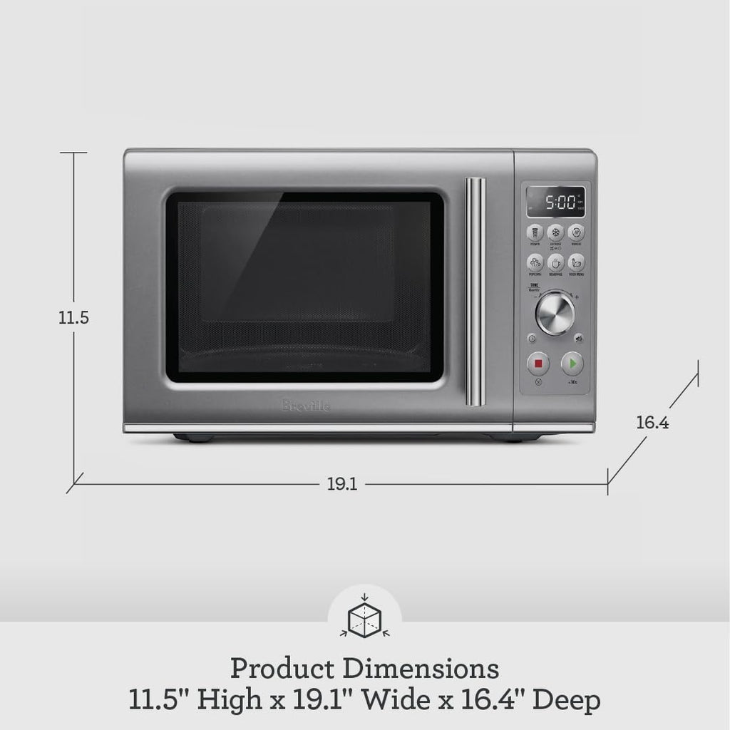 Breville Bmo650Sil Compact Wave Soft Close Countertop Microwave Oven, Silver