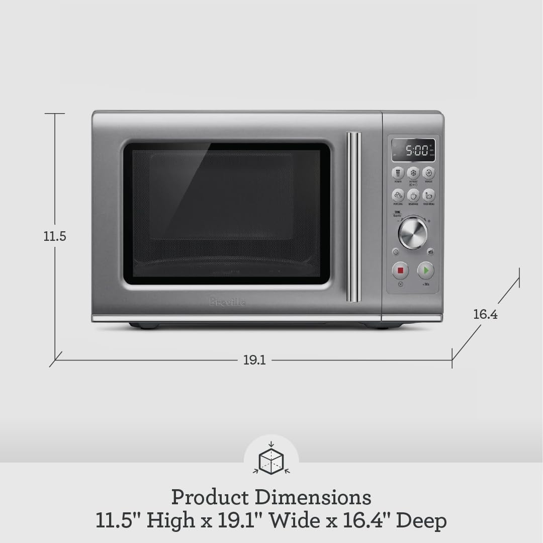 Breville Bmo650Sil Compact Wave Soft Close Countertop Microwave Oven, Silver