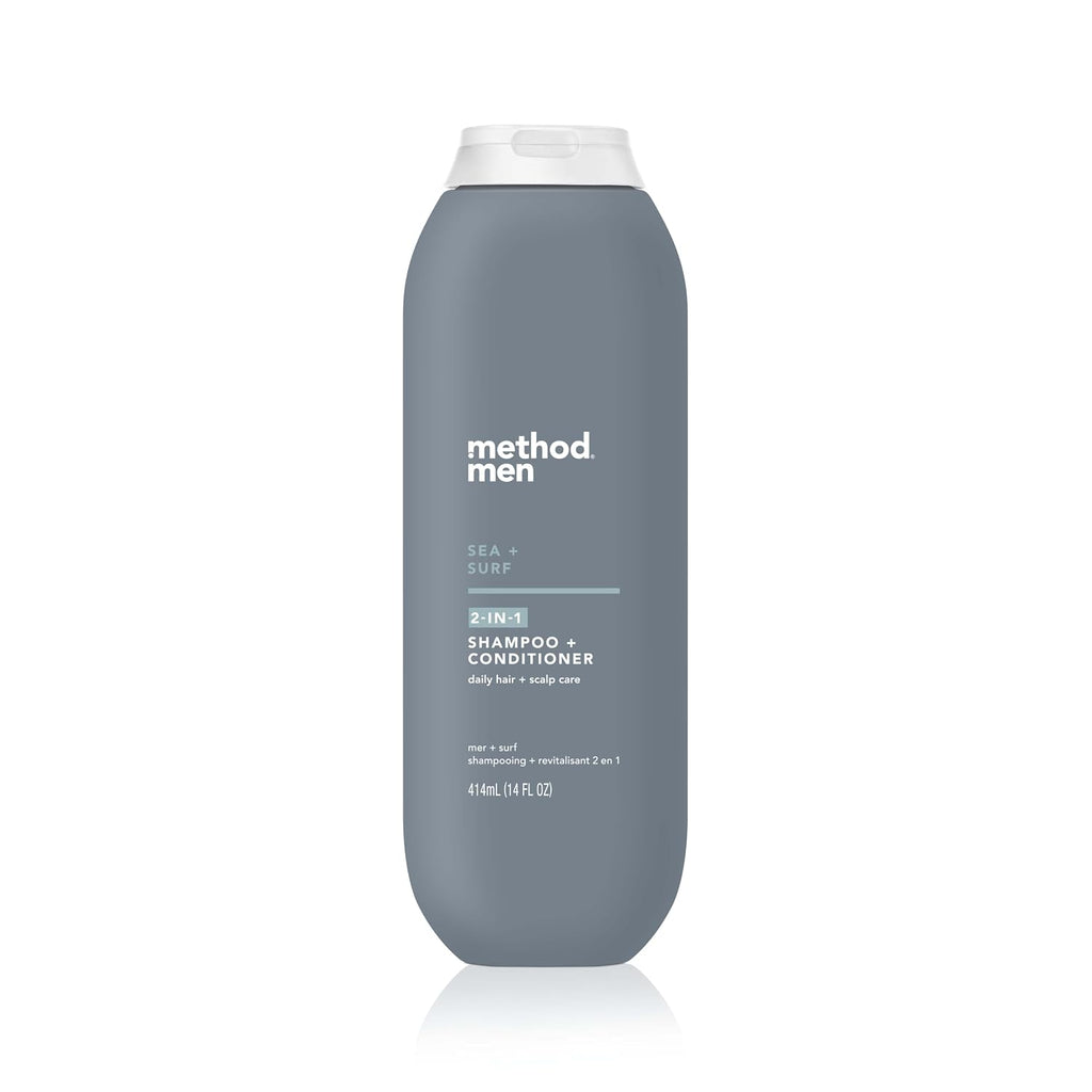 Method Men 2-In-1 Shampoo And Conditioner, Sea + Surf - Cleans And Conditions With Argan And Jojoba Oil - Made Without Parabens - 14 Oz