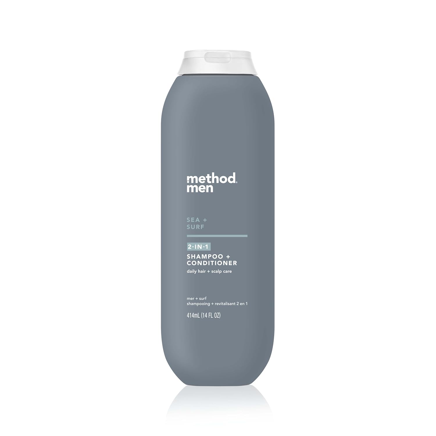 Method Men 2-in-1 Shampoo and Conditioner, Sea + Surf - Cleans and Conditions with Argan and Jojoba Oil - Made without Parabens - 14 oz