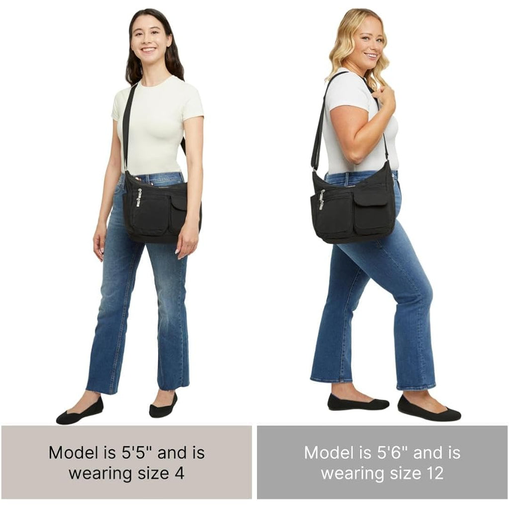 Baggallini womens Everywhere Bagg Crossbody Women 11x9 Lightweight Nylon Hobo Water-resistant Travel Bag W/Rfid