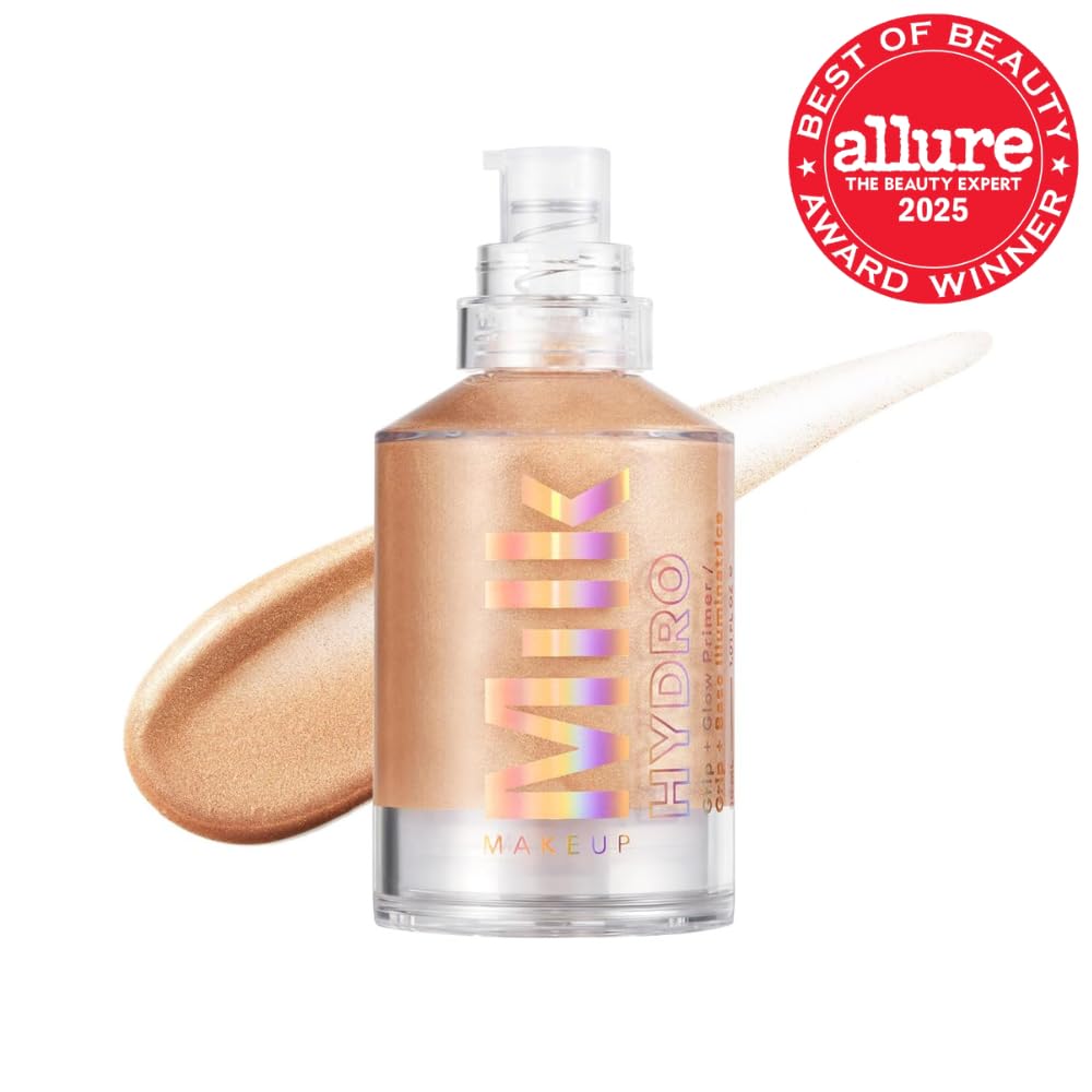 Milk Makeup Hydro Grip + Glow Primer With Hyaluronic Acid – Illuminating Face Primer Grips Makeup For Up To 12 Hours – Silicone-Free, Hydrating Formula With Radiant, Golden Finish – 1 Oz