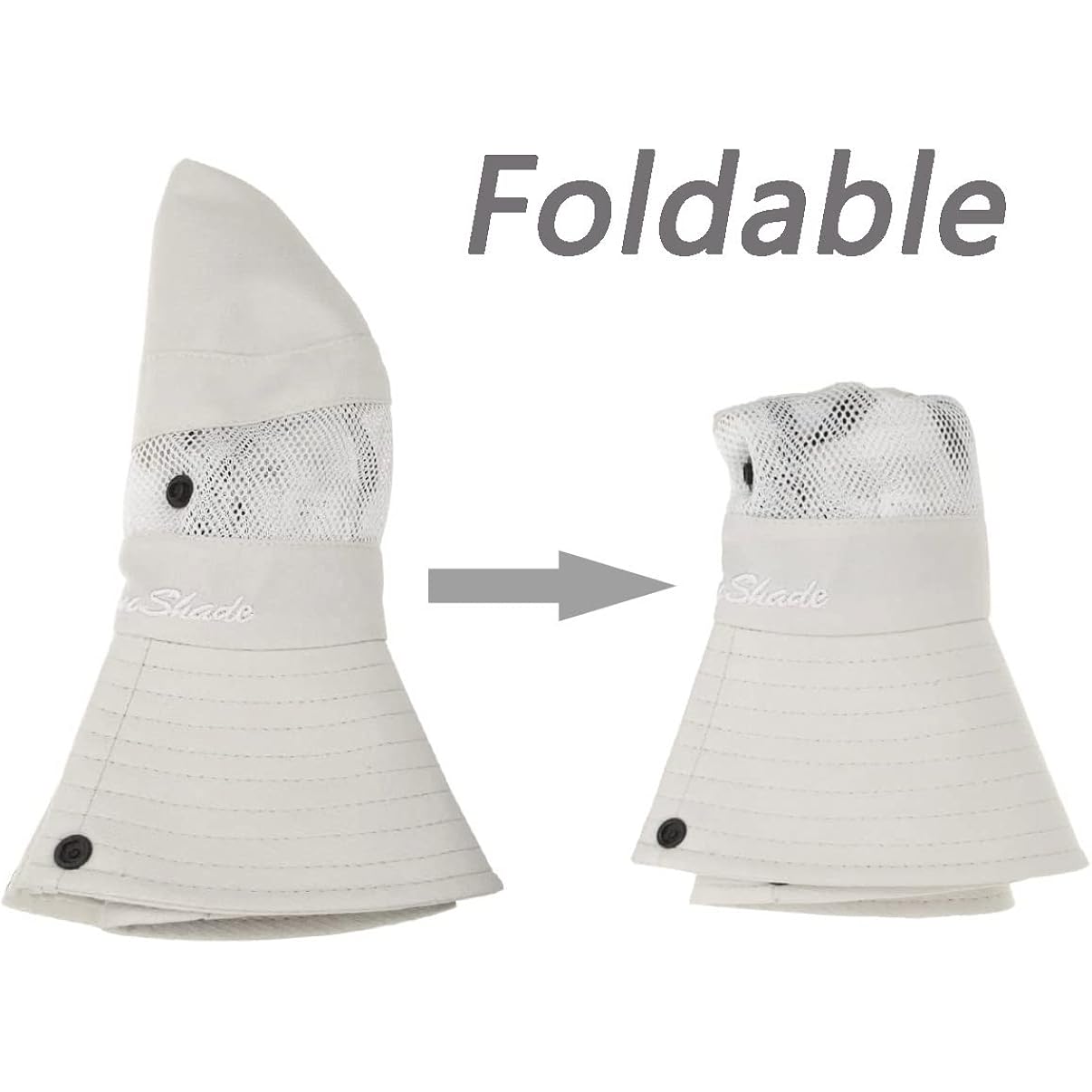 Womens Summer Sun-Hat Outdoor UV Protection Fishing Hat Wide Brim Foldable-Beach-Bucket-Hat with Ponytail-Hole