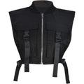 Women'S Sexy Crop Cargo Vest Sleeveless Buckle Zip Up Vest Jacket Tops Steampunk Streetwear With Pockets