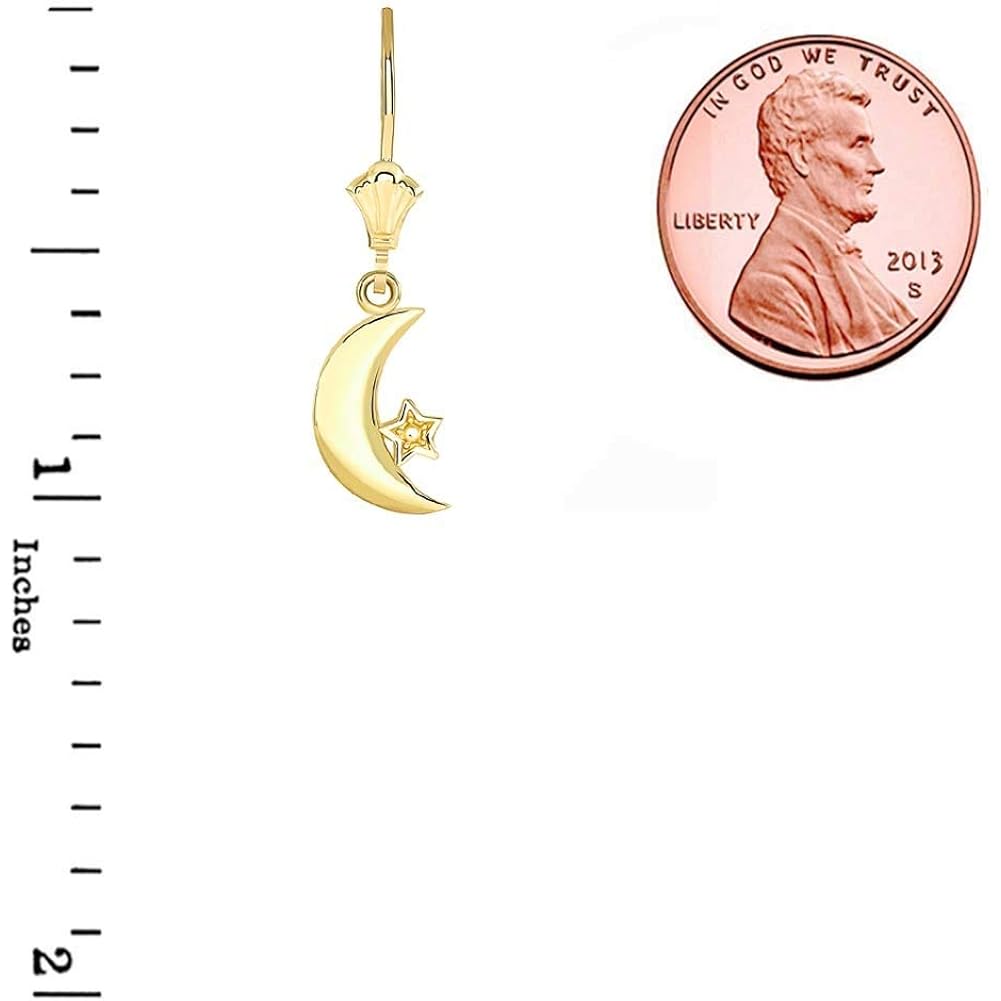 Elegant Crescent Moon and Star Celestial Dangle Earrings