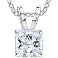 0.25 to 1 Carat Princess Diamond Solitaire Pendant Necklace J-K Color I1 Clarity