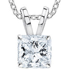 0.25 to 1 Carat Princess Diamond Solitaire Pendant Necklace J-K Color I1 Clarity