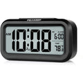 Peakeep Night Light Digital Alarm Clock Battery Operated Indoor Temperature | Small Cordless Cute Clock For Bedroom Desk Travel, Simple To Use For Teens Kids (Black)