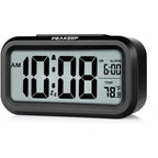 Peakeep Night Light Digital Alarm Clock Battery Operated Indoor Temperature | Small Cordless Cute Clock For Bedroom Desk Travel, Simple To Use For Teens Kids (Black)