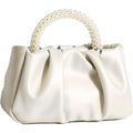 Beatfull Evening Purse Women Small Pearl Handbags Soft Leather Ruched Bag Wedding Bridal Clutch Party Prom Crossbody Purses