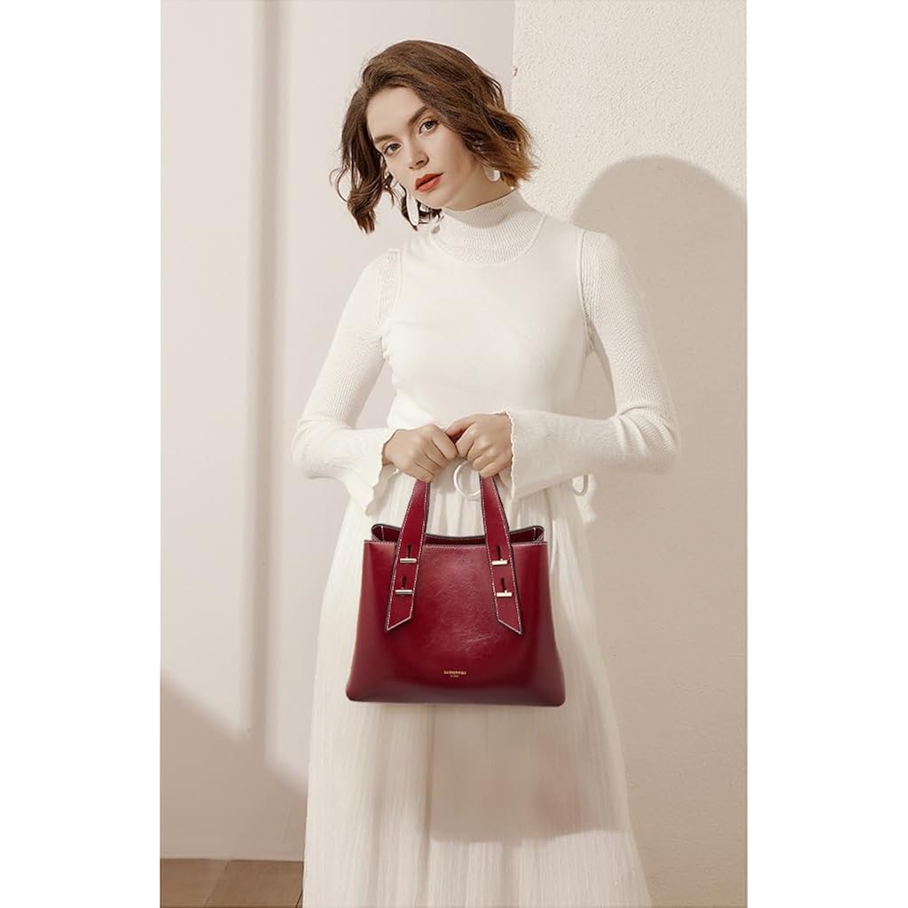 Women Crossbody Handbags Genuine Leather Satchel Handbags For Women Top-Handle Shoulder Tote Purses