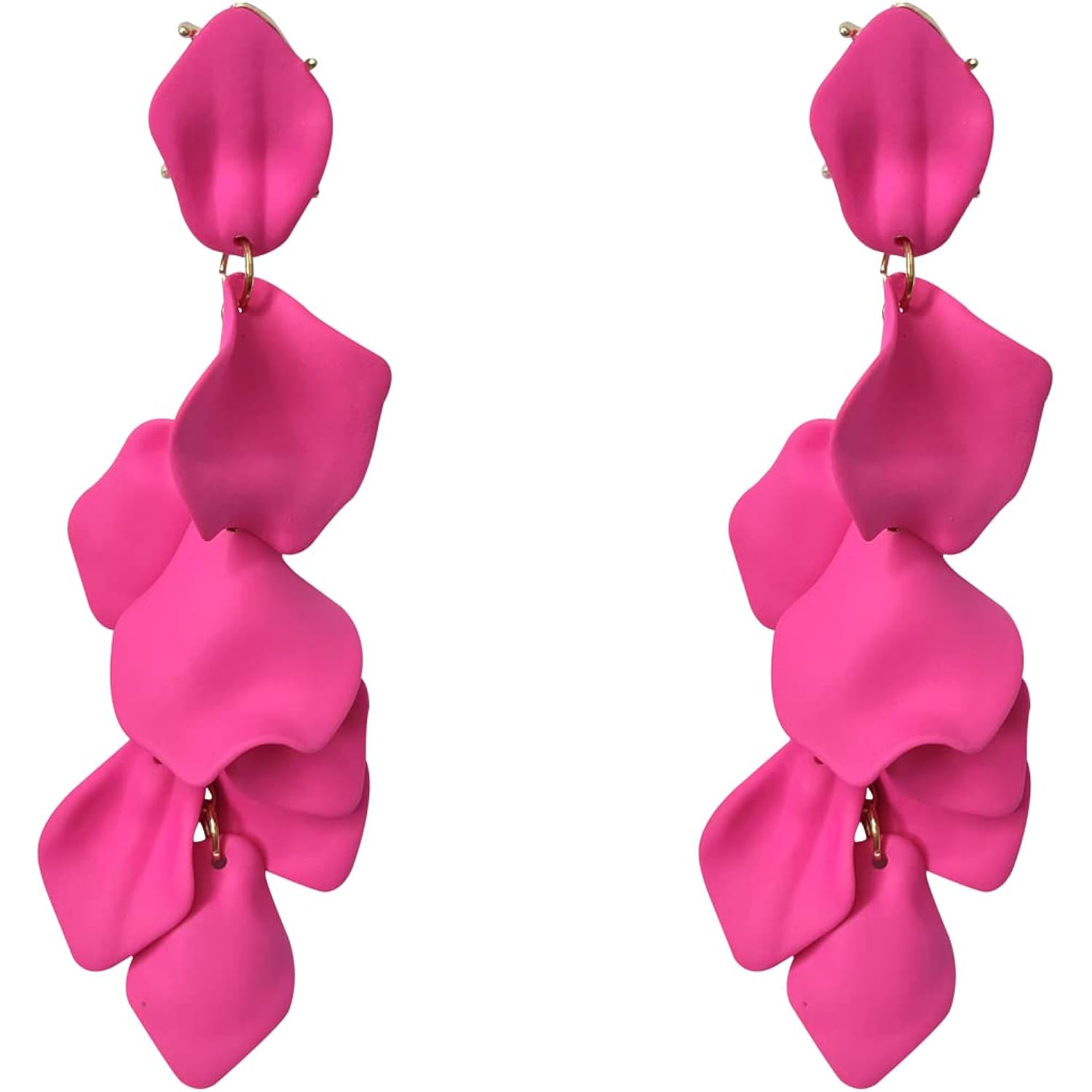 Long Acrylic Rose Petal Earrings Dangle Exaggerated Flower Earrings Drop Statement Floral Tassel Earrings for Women