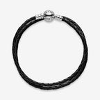 PANDORA Jewelry Leather Charm Sterling Silver Bracelet