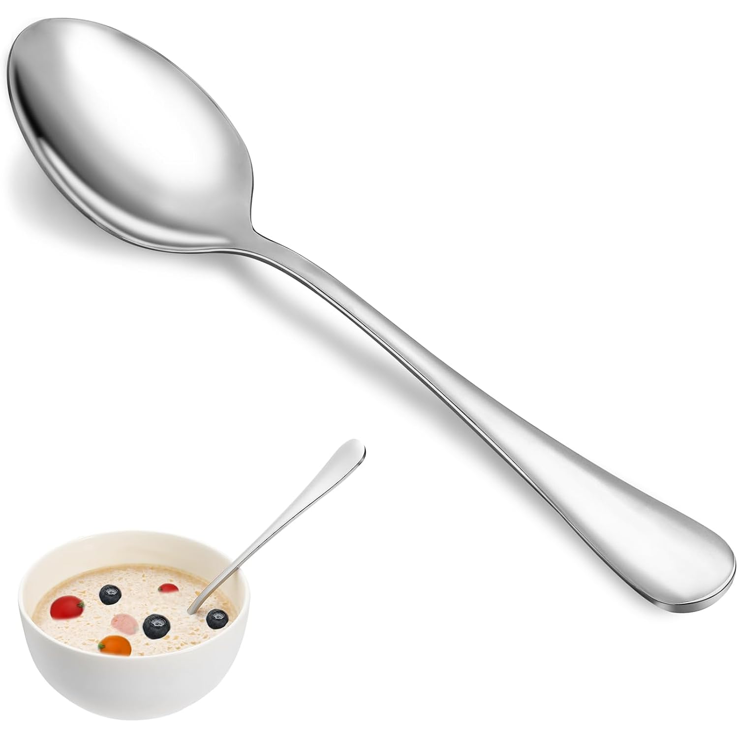 Dinner Spoon Set,16 Pcs 7.3" Tablespoons,Premium Food Grade Stainless Steel Spoons,Durable Metal Spoon,Tablespoon,Silverware Spoons Only,Mirror Finish & Dishwasher Safe,Use for Home,Restaurant