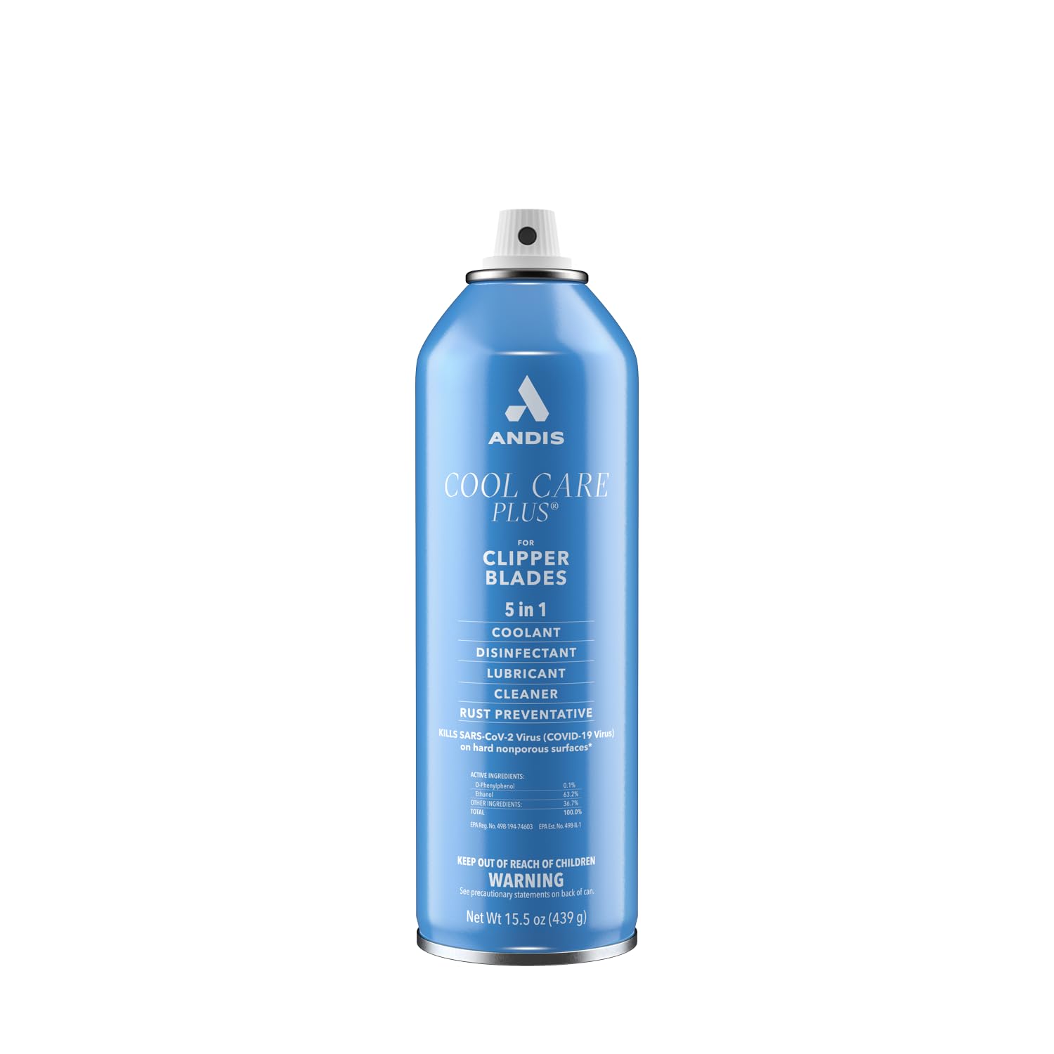Andis 12750 Cool Care Plus 5-In-1 Clipper Spray, 15.5 Oz Can, Blade Care And Treatment