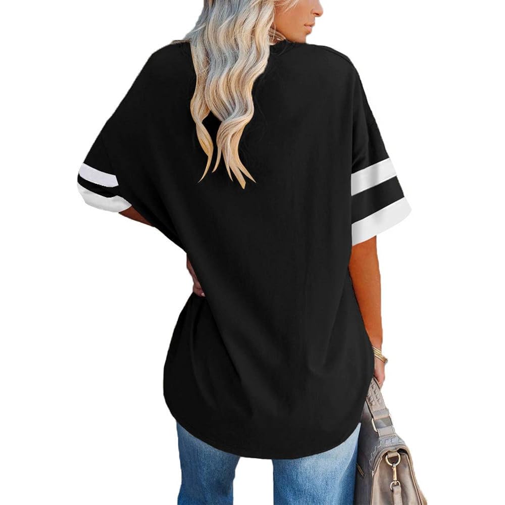 Ebifin Womens Oversized Tshirts V Neck Tee Shirts Half Sleeve Loose Fit T Shirt Cotton Tunic Tops