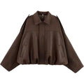 Womens Faux Suede Bomber Jacket Casual Lapel Pilot Cropped Coat Oversized Motorcycle Jackets 2025 Outerwear