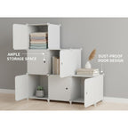Cube Storage Organizer, 6-Cube Shelves Unit With Doors, Diy Stackable Plastic Clothes Organizer For Bedroom And Under Stairs Storage Unit, Each Compartment 30 X 30 X 30 Cm White