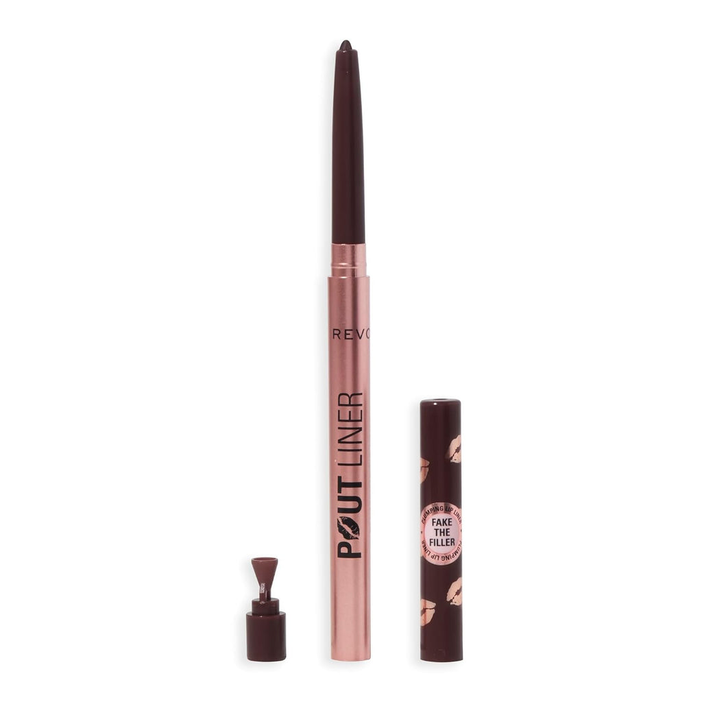 Revolution Beauty London, Pout Bomb Plumping Lip Liner, Long-Lasting Lip Shaper with Hyaluronic Acid & Vitamin E, Vegan & Cruelty-Free, Espresso Cool Nude & Brown