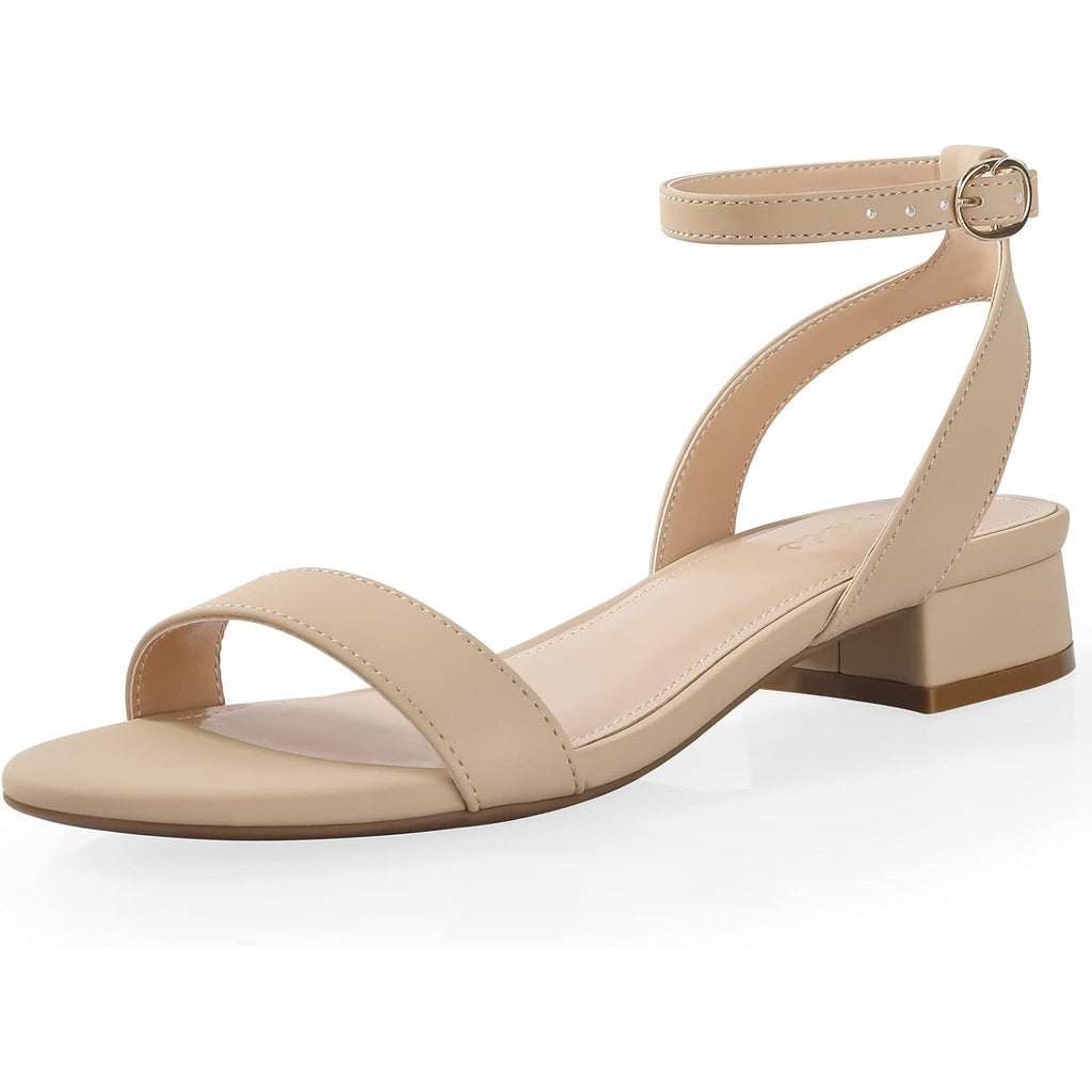 Ankis Black Nude White Gold Women Sandals Comfortable Walking Strappy Open Toe Sandals For Women Dressy Summer 1 Inch Low Block Heel Flat Adjustable Ankle Strap Shoes