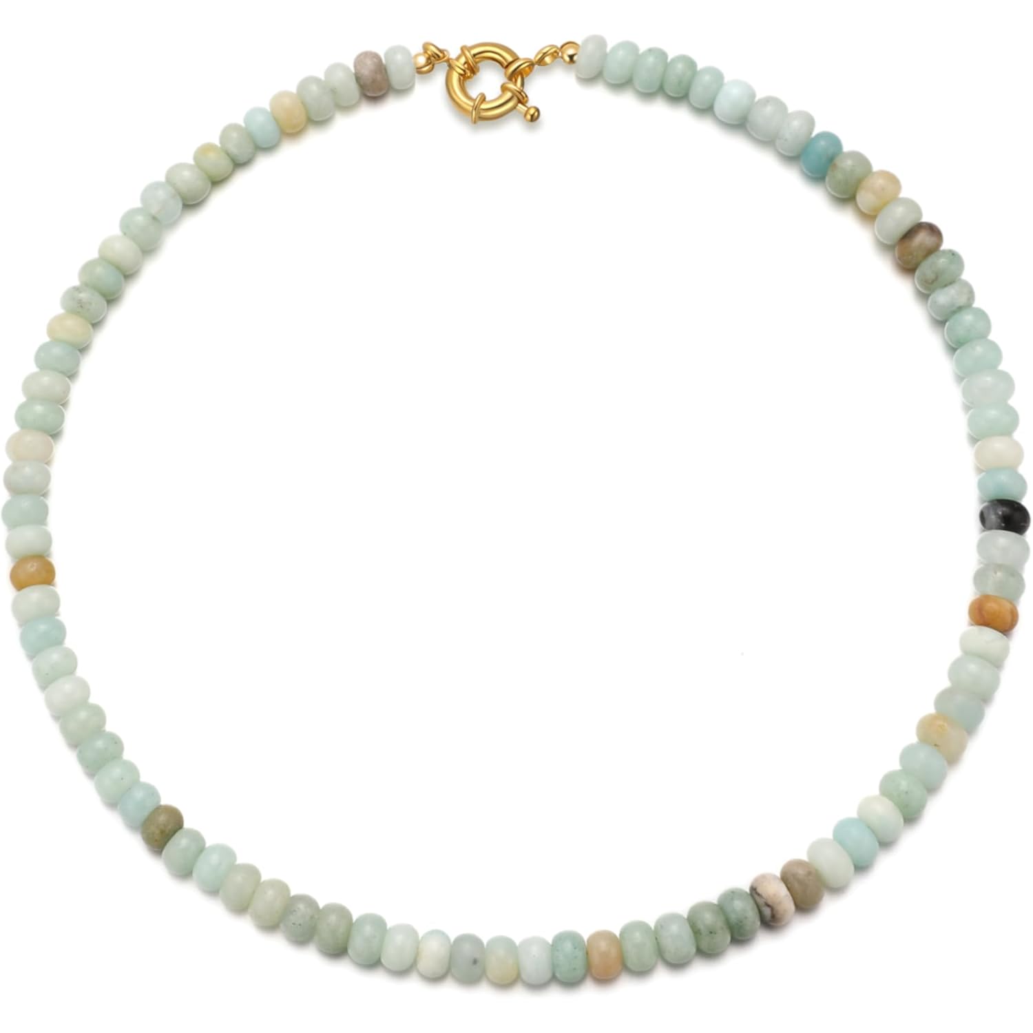 Beaded Gemstone Necklaces for Women, Bohemian Colored Choker Natural Stone Bead Decoration Summer Beach Handmade Jewelry Necklace