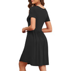 Women'S 2026 Summer Short Sleeve Dresses Casual Loose Fit Swing T Shirt Dress V Neck Sundress With Pockets