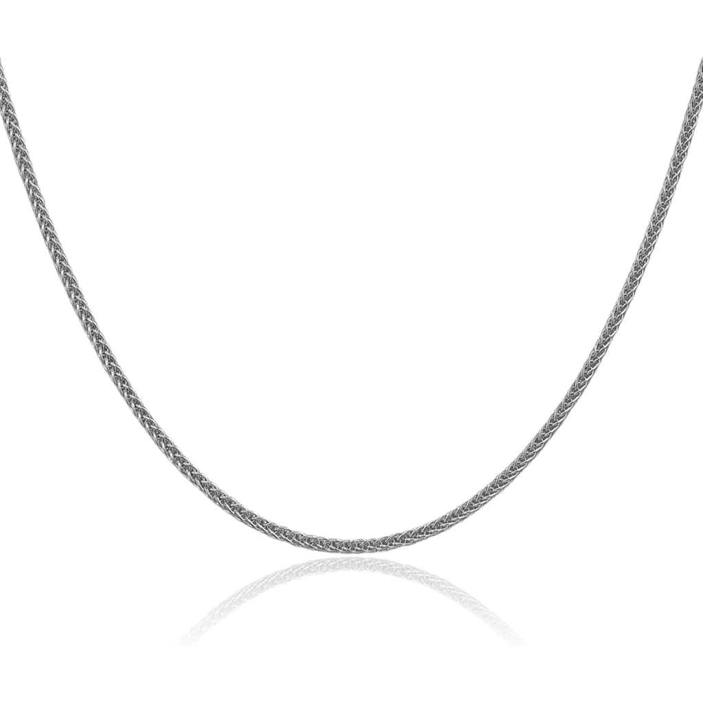 IceCarats 14K White Gold 2.35mm Thin Spiga Wheat Chain Necklace, Polished