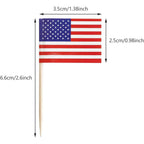 100 Pack USA American Flag US Toothpick Flags, Cocktail Picks Mini Stick Cupcake Toppers Country Picks Party Decoration Celebration Cocktail Food Bar Cake Flags (American)