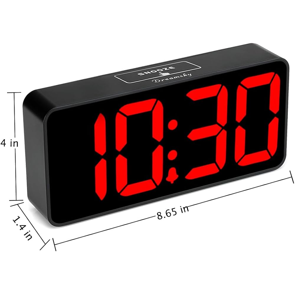 Dreamsky Large Digital Alarm Clock Big Numbers For Seniors & Visually Impaired, 9 Inches Electric Clocks For Bedroom, Jumbo Display Fully Dimmable Brightness, Usb Ports, Adjustable Alarm Volume