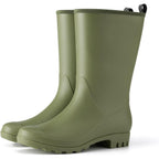 Hisea Women Rubber Boots Wide Calf Rain Boots Matte Surface Waterproof Pvc Rubber Rain Boot Mid Height Rain Shoes For Outdoor Gardening Work Walking