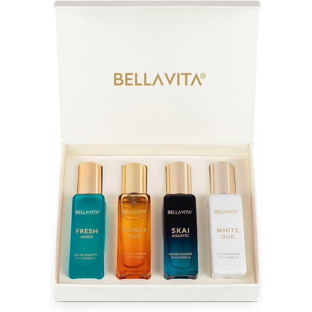 Bellavita Luxury Unisex Perfume Gift Set With Honey & White Oud, Skai, & Fresh | 80Ml | Perfume For Men And Women | Honey, Artemisia Lemon, Bergamot, & Sweet Almond Notes | Gift For Father'S Day